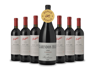 LANGTONS PENFOLDS Bin 128 Shiraz with a Bonus Clarendon Hills Brookman Syrah Magnum, 7 Pack  MV Case image number 0