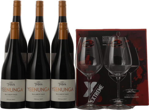 HARDY'S Tintara Yeenunga Shiraz 6 Pack with Bonus Riedel Vinum Extreme Shiraz Twin Pack, McLaren Vale 2017 Case image number 0