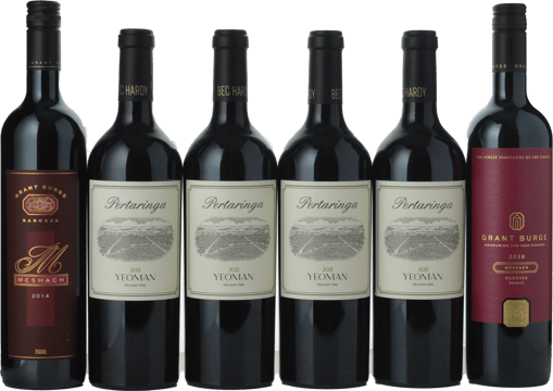 LANGTONS BEC HARDY WINES Pertaringa Yeoman Shiraz with two vintages of Grant Burge Meshach, 6 Pack MV Case image number 0