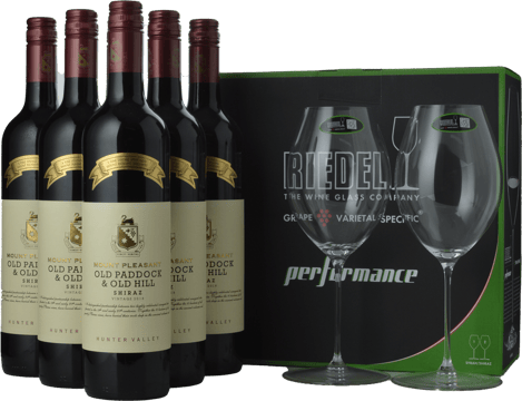 LANGTONS MOUNT PLEASANT Old Paddock and Old Hill Shiraz with Riedel Twin glasses  6 pack Shiraz, Hunter Valley 2018 Case image number 0