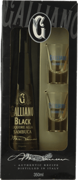 GALLIANO GALLIANO Black Sambuca With 2 Small Glasses 38% ABV Liqueur, Italy NV Half Bottle image number 0