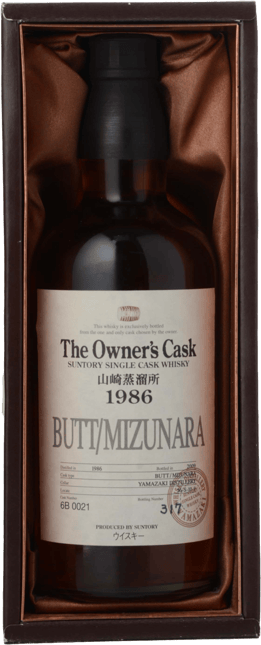 SUNTORY OWNER'S CASK BUTT/MIZUNARA 51%ABV Single Malt Whisky, Japan 1986