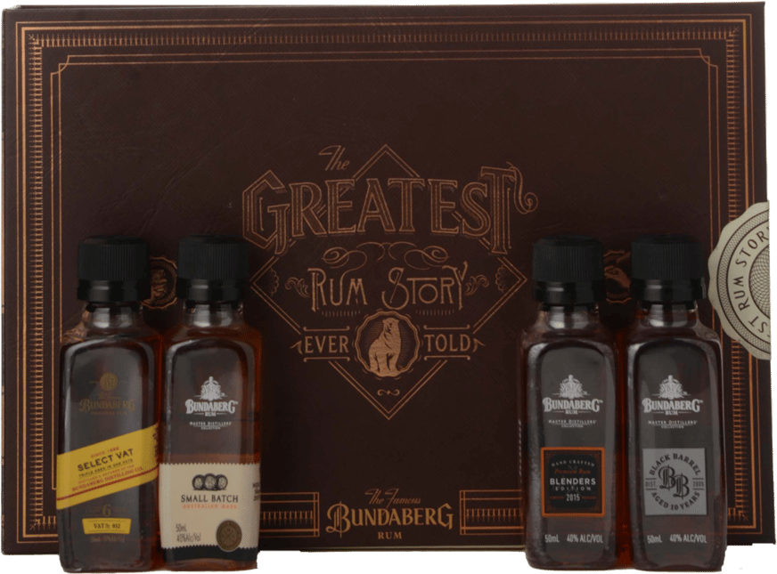 BUNDABERG The Greatest Rum Story Set of 4 x 50ml bottles, Queensland NV