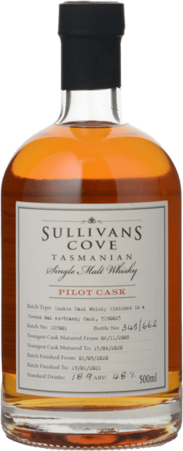 SULLIVANS COVE Pilot Cask 48% ABV Single Malt Whisky, Tasmania NV