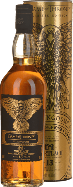 MORTLACH Game of Thrones Six Kingdoms Tribute 15 Years Old Single Malt Scotch Whiskey 46% ABV, Speyside NV
