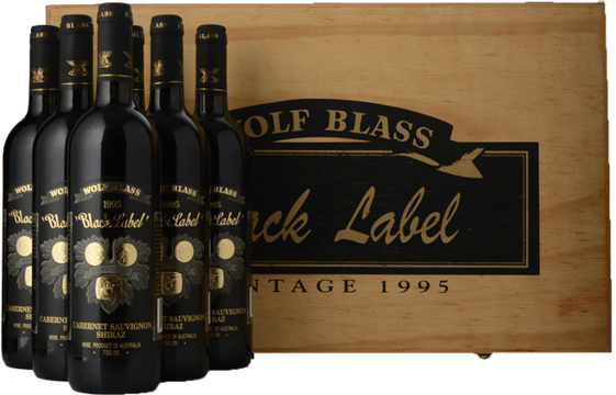 WOLF BLASS WINES Black Label 6 Bottle Set Cabernet Shiraz, South Australia 1995 Set image number 0
