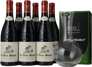 LANGTONS Vieux Donjon Chateauneuf du Pape and Riedel Performance Decanter 7 Pack 2021 Case