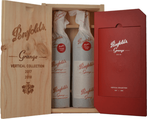 PENFOLDS Grange Vertical 2017 and 2018 Wooden Gift Box Twin Pack Shiraz, South Australia MV Case image number 0