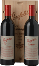 PENFOLDS Grange Vertical 2017 and 2018 Wooden Gift Box Twin Pack Shiraz, South Australia MV Set