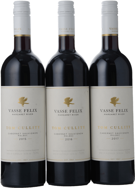VASSE FELIX Tom Cullity Cabernet Malbec Vertical 3 Bottle Set 2015, 2016, 2017, Margaret River MV