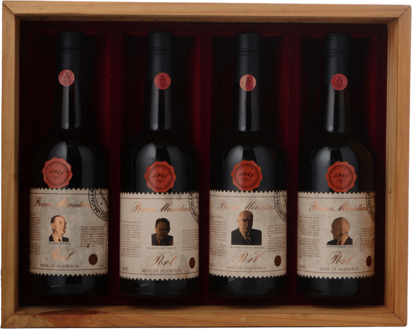 WYNDHAM ESTATE Prime Ministers of Australia Series 5,  4 Bottle Set, Vintage Port, Hunter Valley 1981