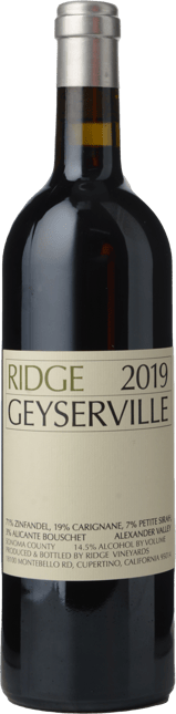 RIDGE VINEYARDS Geyserville Zinfandel blend, Alexander Valley 2019