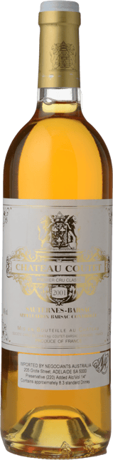 CHATEAU COUTET 1er cru classe, Sauternes-Barsac 2001