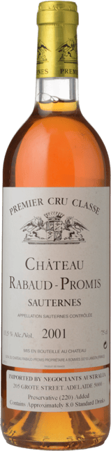 CHATEAU RABAUD-PROMIS 1er cru classe, Sauternes 2001