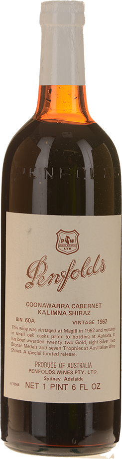 PENFOLDS Bin 60A Cabernet Shiraz, Coonawarra-Kalimna 1962