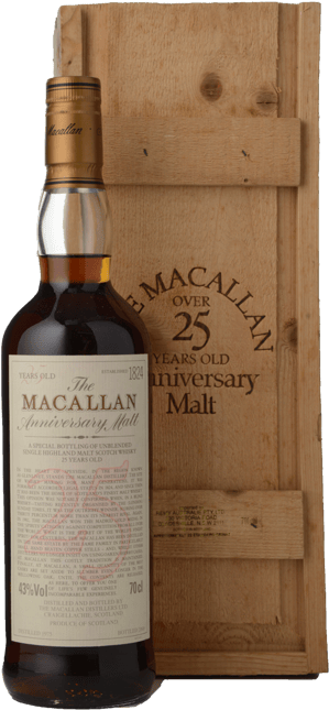 MACALLAN 1975 The Macallan Anniversary 25 Year Old Single Malt Scotch Whisky 43% ABV, Speyside NV