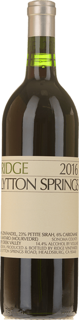 RIDGE VINEYARDS Lytton Springs Zinfandel Petite Syrah Carignan, Sonoma 2016