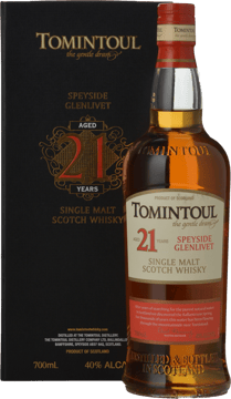 TOMINTOUL DISTILLERY 21 YERS Old Glenlivet 40% abv, Speyside NV 700ml image number 0