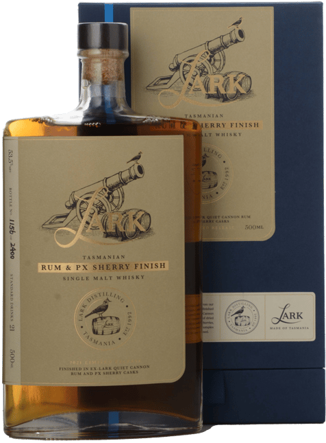 LARK DISTILLERY Limited Release Rum and PX Sherry Cask Single Malt Whisky 53.2% ABV, Tasmania NV