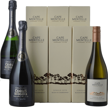 LANGTONS CAPE MENTELLE Block 10 Chardonnay, Margaret River with two Bonus bottles of CHARLES HEIDSIECK Brut Reserve Champagne, 8 Pack MV Case image number 0