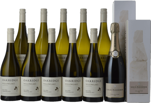 LANGTONS OAKRIDGE WINES Local Vineyard Series Willowlake Chardonnay with Two Bonus LOUIS ROEDERER Collection 246, 12 Pack MV Case image number 0