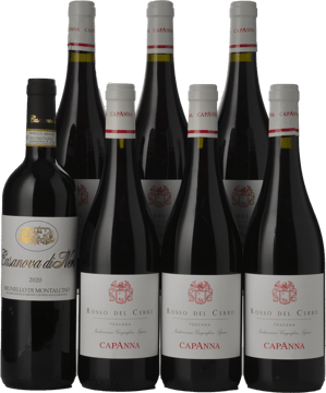LANGTONS CAPANNA Rosso del Cerro with CASANOVA DI NERI Brunello di Montalcino DOCG, 7 Pack  MV Case image number 0