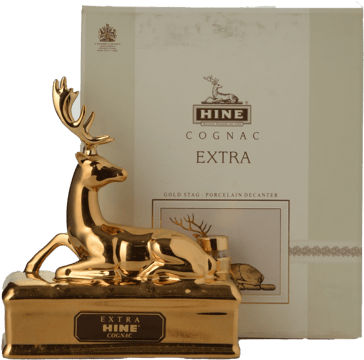 HINE Extra Cognac Gold Stag Limoges Porcelain Decanter NV 100ml Bottle image number 0