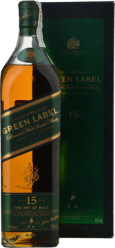 JOHNNIE WALKER Green Label 15 Years Old Pure Malt Whisky 43% ABV, Scotland NV One Litre Bottle image number 0