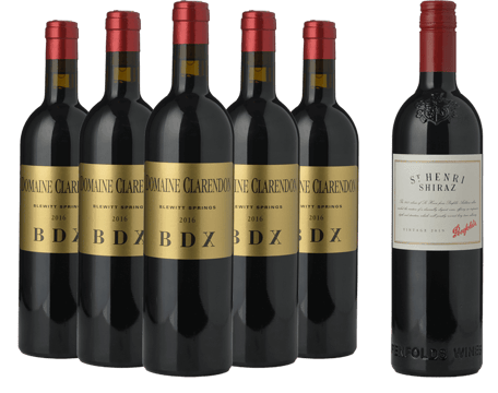 LANGTONS CLARENDON HILLS Domaine Clarendon BDX, McLaren Vale with a bottle of PENFOLDS St Henri Shiraz, 6 Pack MV Case image number 0