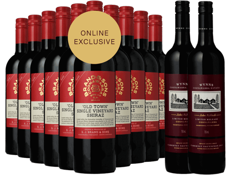 LANGTONS BRAND AND SONS Old Town Single Vineyard Shiraz and WYNNS JOHN RIDDOCH Cabernet 12 Pack Cabernet Shiraz, Coonawarra MV Case image number 0