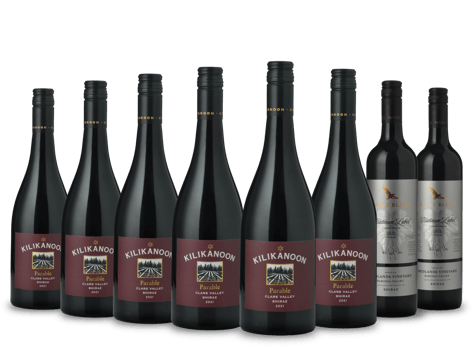 LANGTONS KILIKANOON Parable Shiraz with Two Bonus Bottles of WOLF BLASS WINES Platinum Label Medlands Vineyard Shiraz, 8 Pack MV Case image number 0